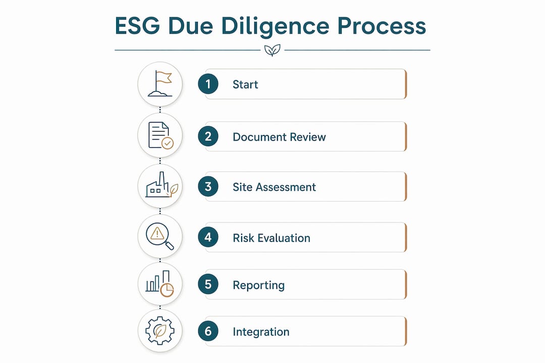 Infographic showing ESG due diligence process steps