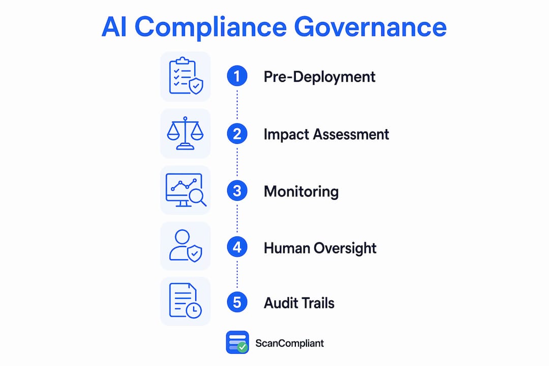 Infographic illustrating AI compliance governance steps