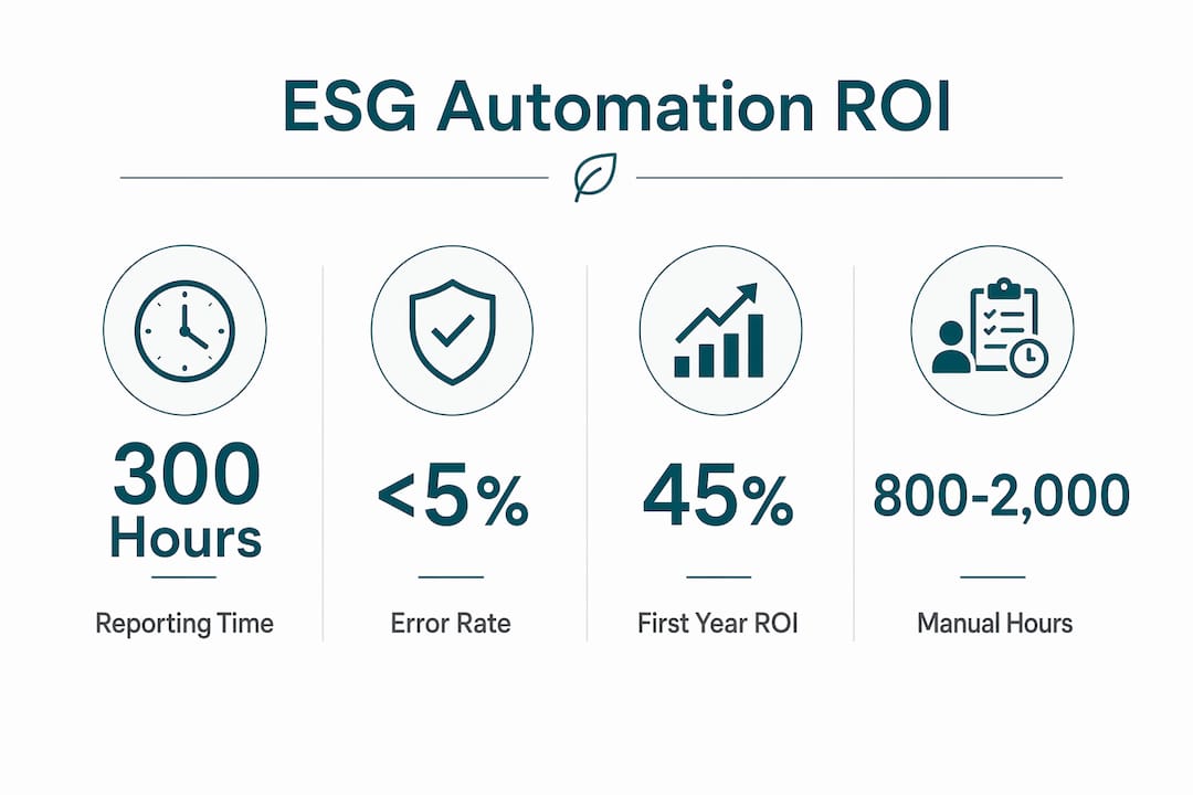 Infographic showing key ESG automation ROI metrics