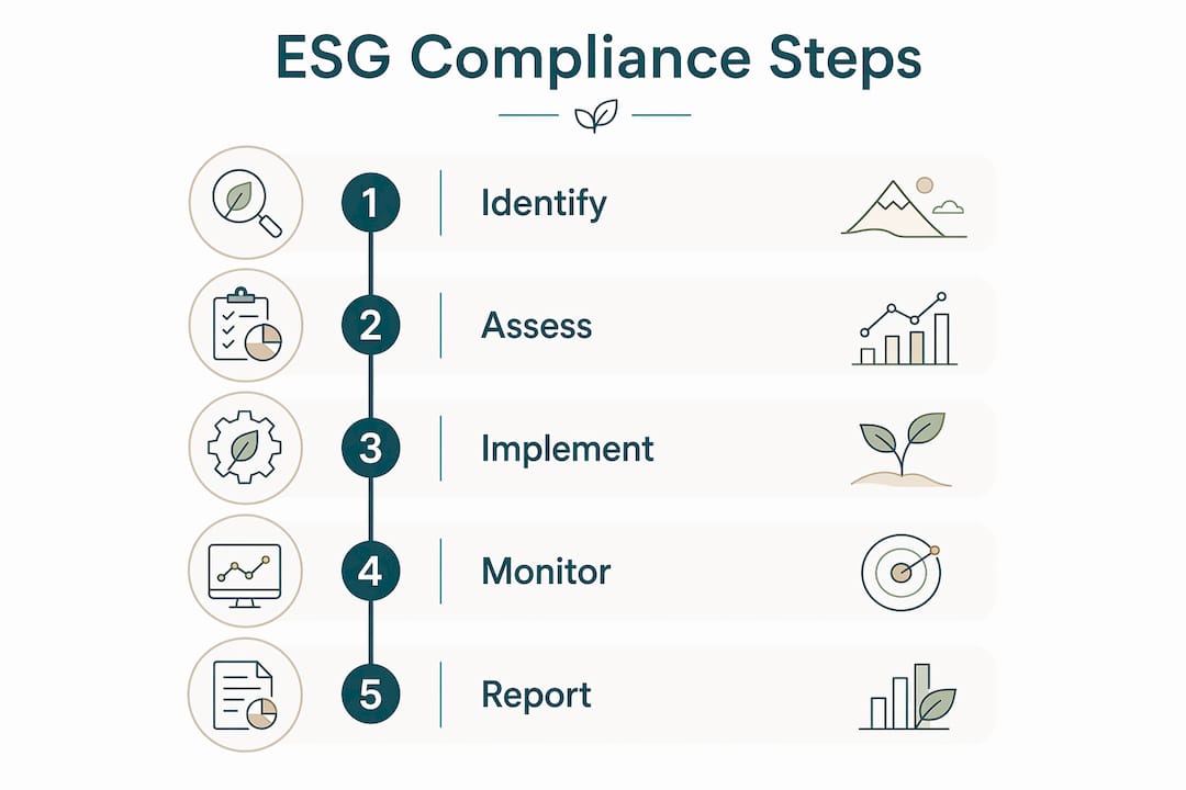 Infographic outlining five steps for ESG compliance