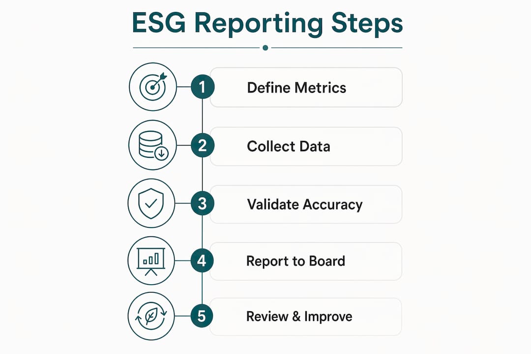 Infographic illustrating ESG reporting process steps