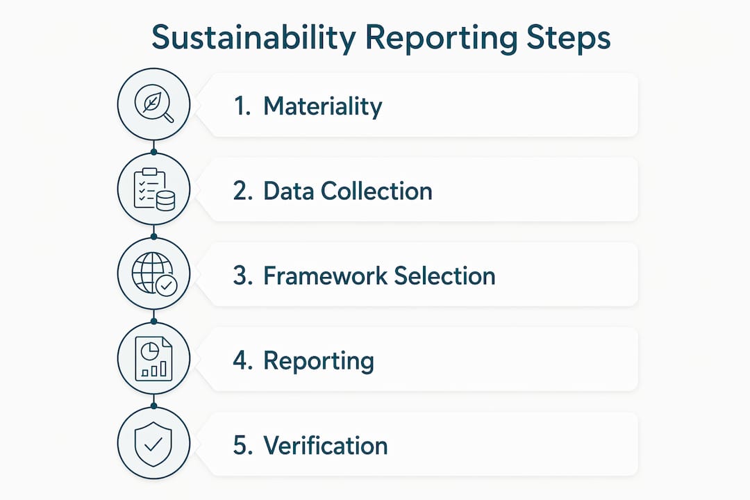 Infographic showing main sustainability reporting steps