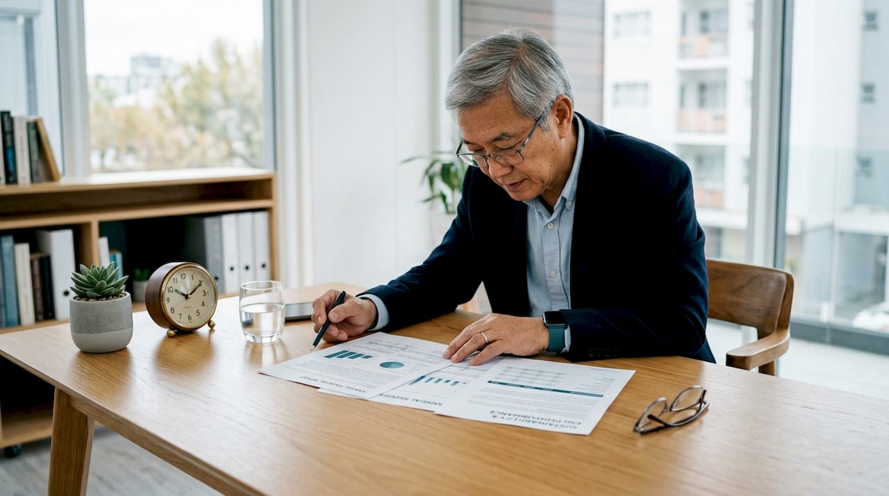 Hands comparing financial and ESG reports