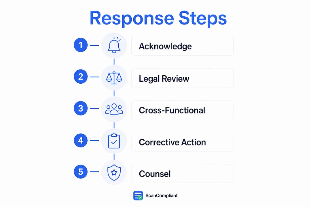 Infographic showing FDA Warning Letter response steps