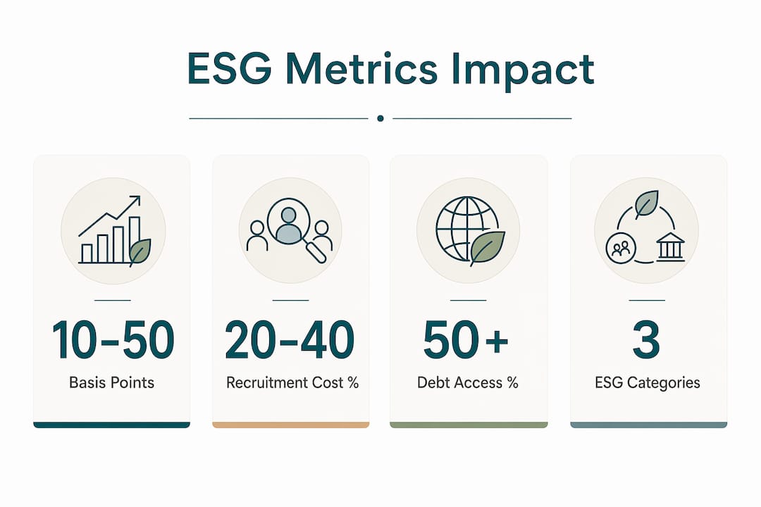 Infographic showing key ESG metrics impact statistics