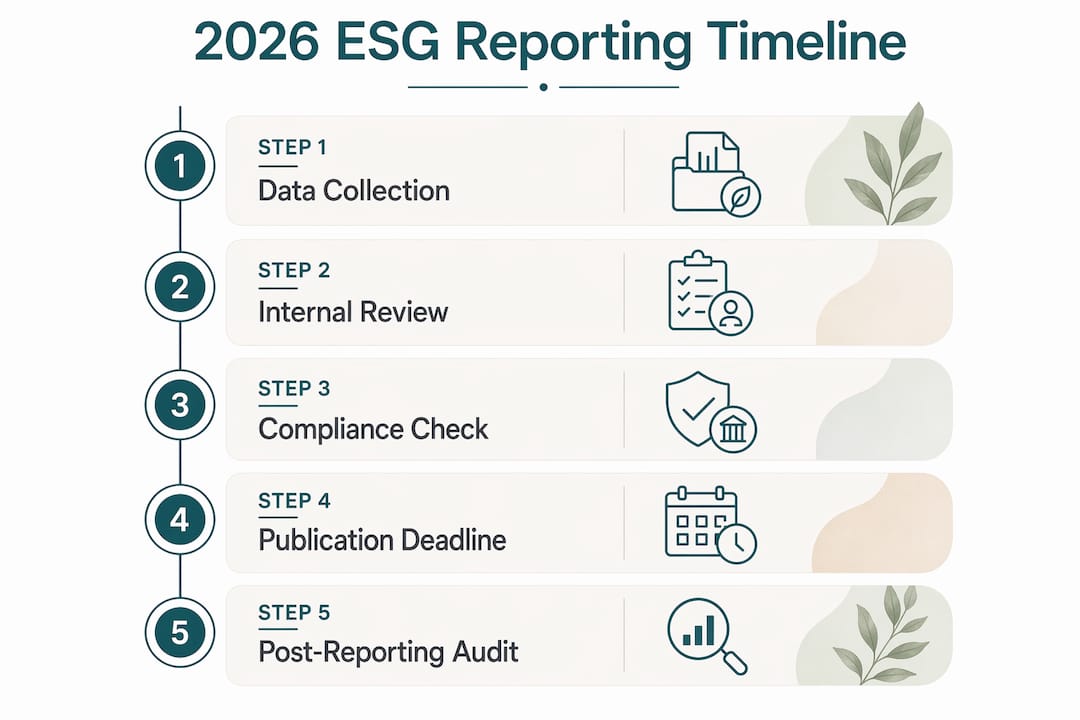 Infographic outlining steps of ESG reporting timeline