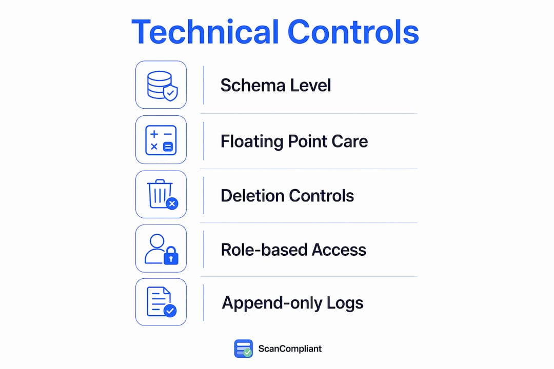 Infographic of technical controls ensuring compliance data integrity