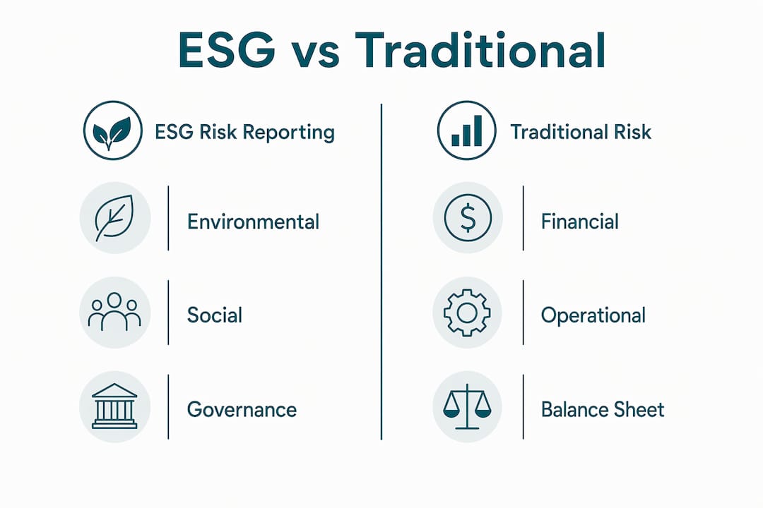Infographic comparing ESG and traditional risk reporting