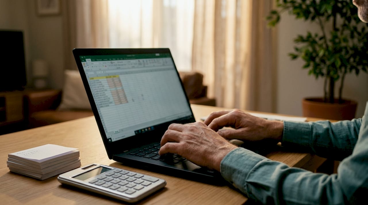 Hands entering ESG data manually on laptop