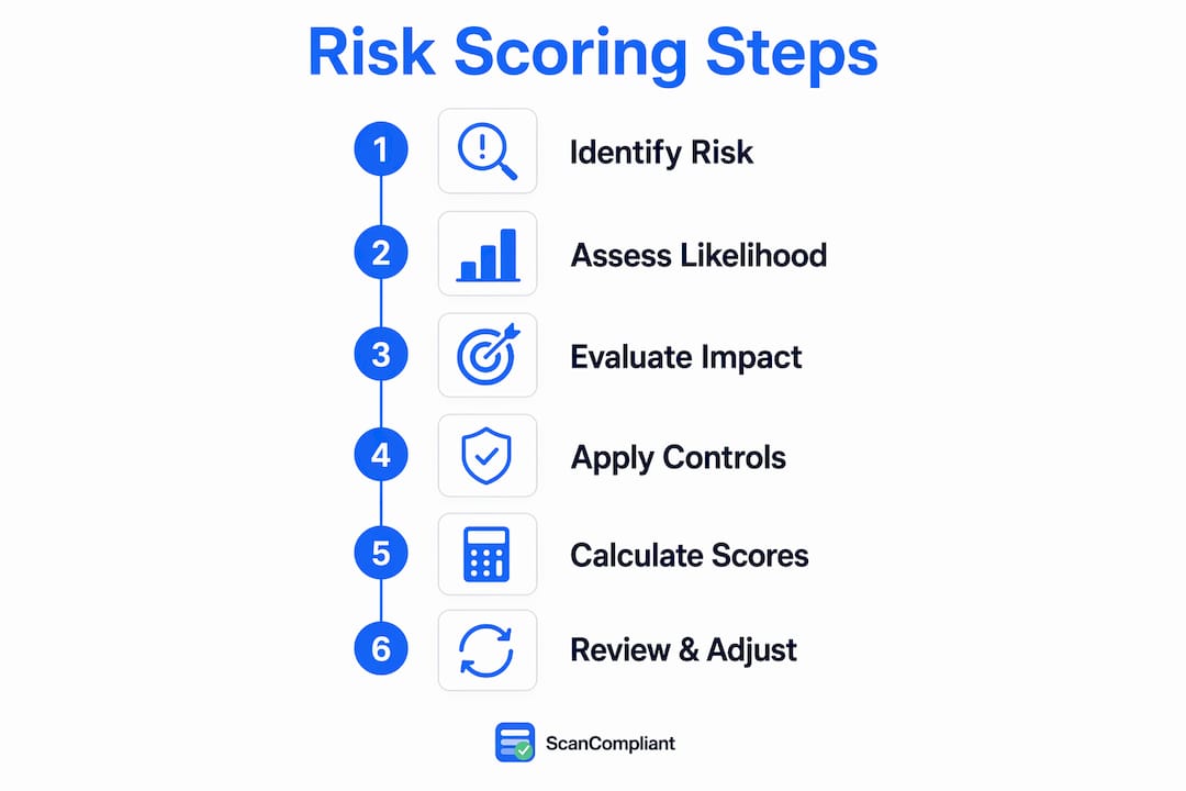 Infographic of risk scoring process steps in compliance