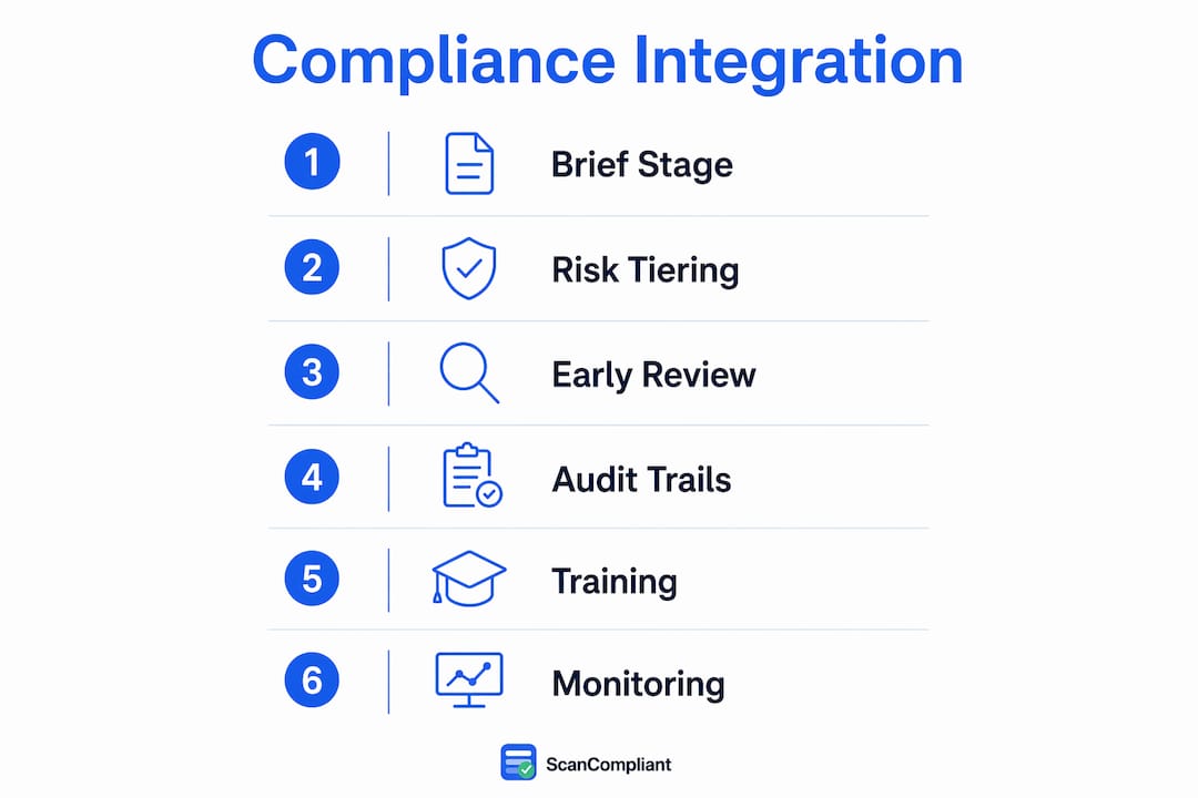 Infographic illustrating compliance integration steps