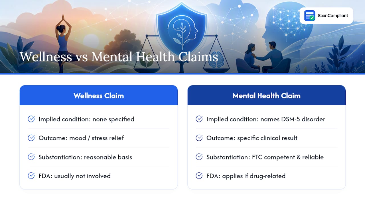 Comparison of wellness and mental health claims