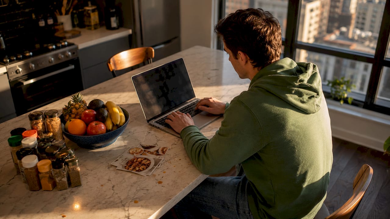 Person updating browser at home desk