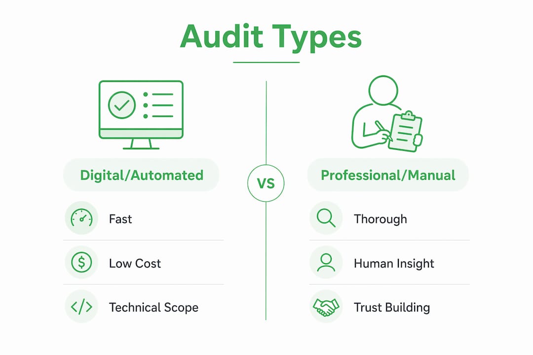 Infographic comparing digital and manual site audits