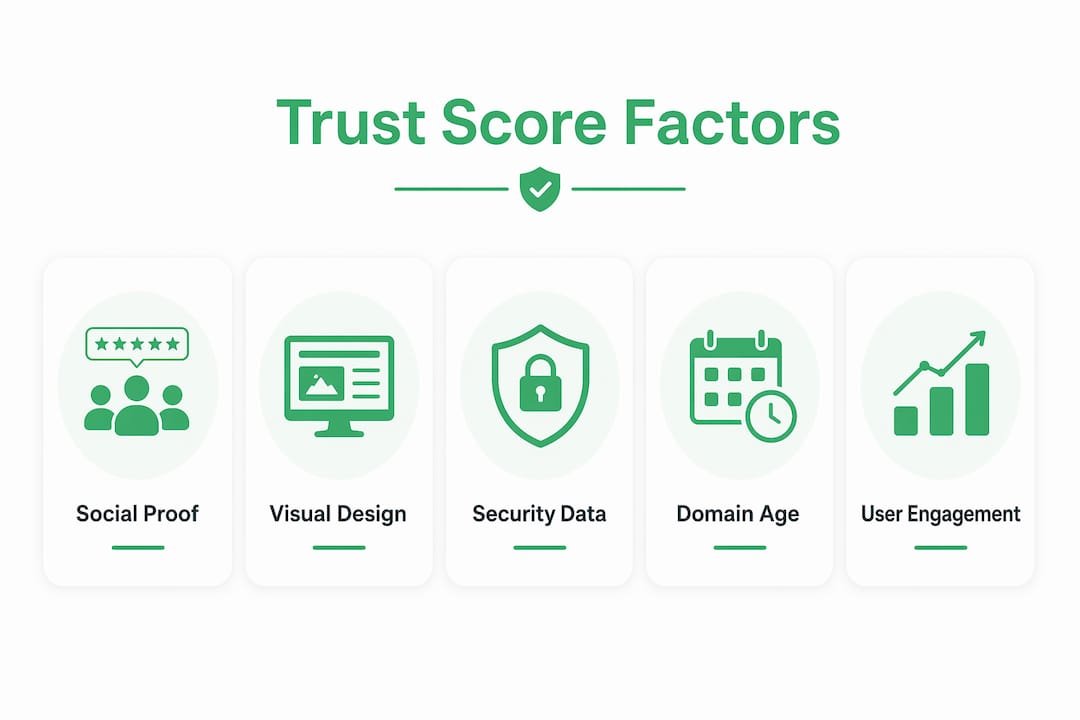 Infographic showing website trust score components