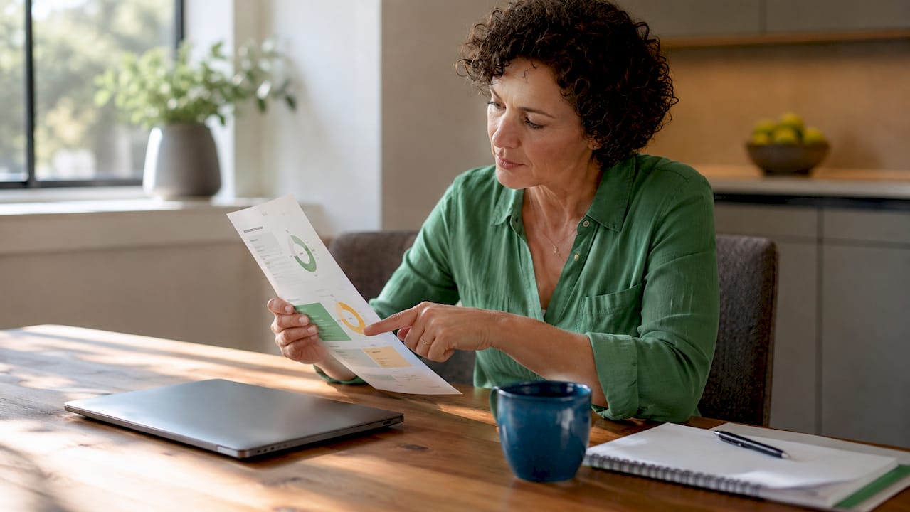 Professional evaluating website trust score reports