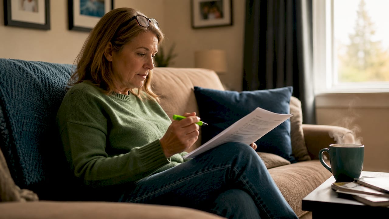 Parent reviewing website safety checklist at home