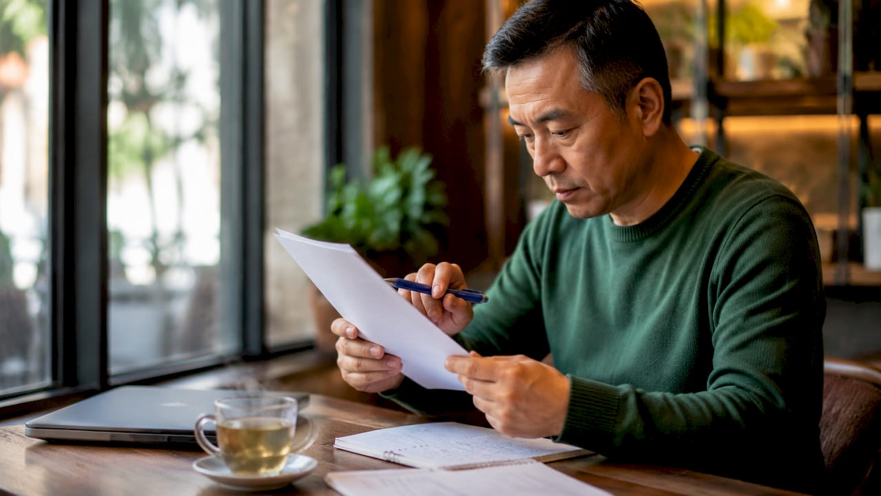 Person reviewing website vetting documents