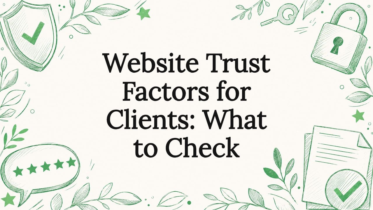 Illustrated decorative title card for website trust factors