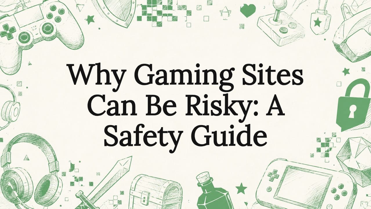 Decorative title card for article on gaming site risks