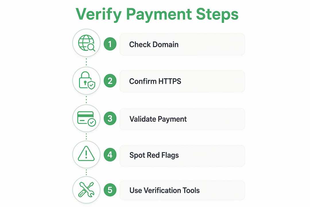 Infographic showing 5-step payment page verification process