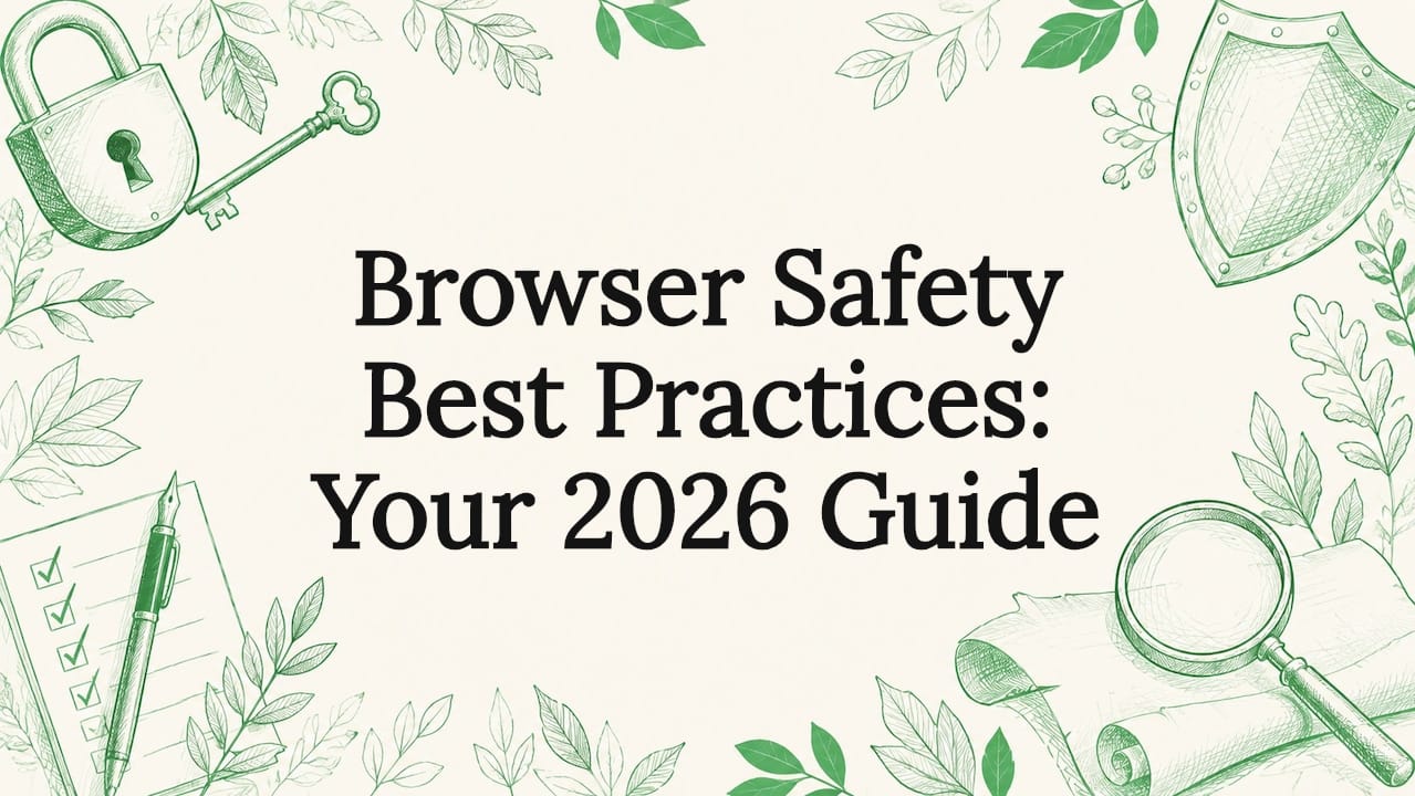 Decorative hand-drawn browser safety title card