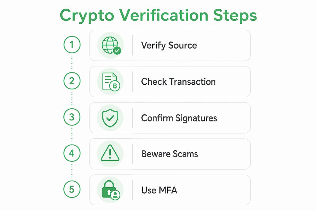 Infographic showing crypto verification key steps
