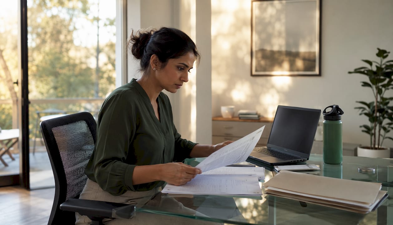 Procurement specialist reviewing vendor compliance documents