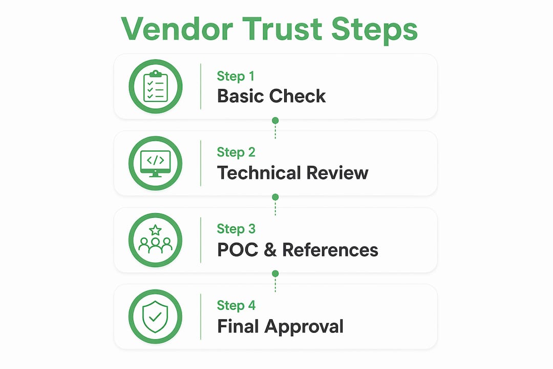 Infographic illustrating stages of vendor trust evaluation