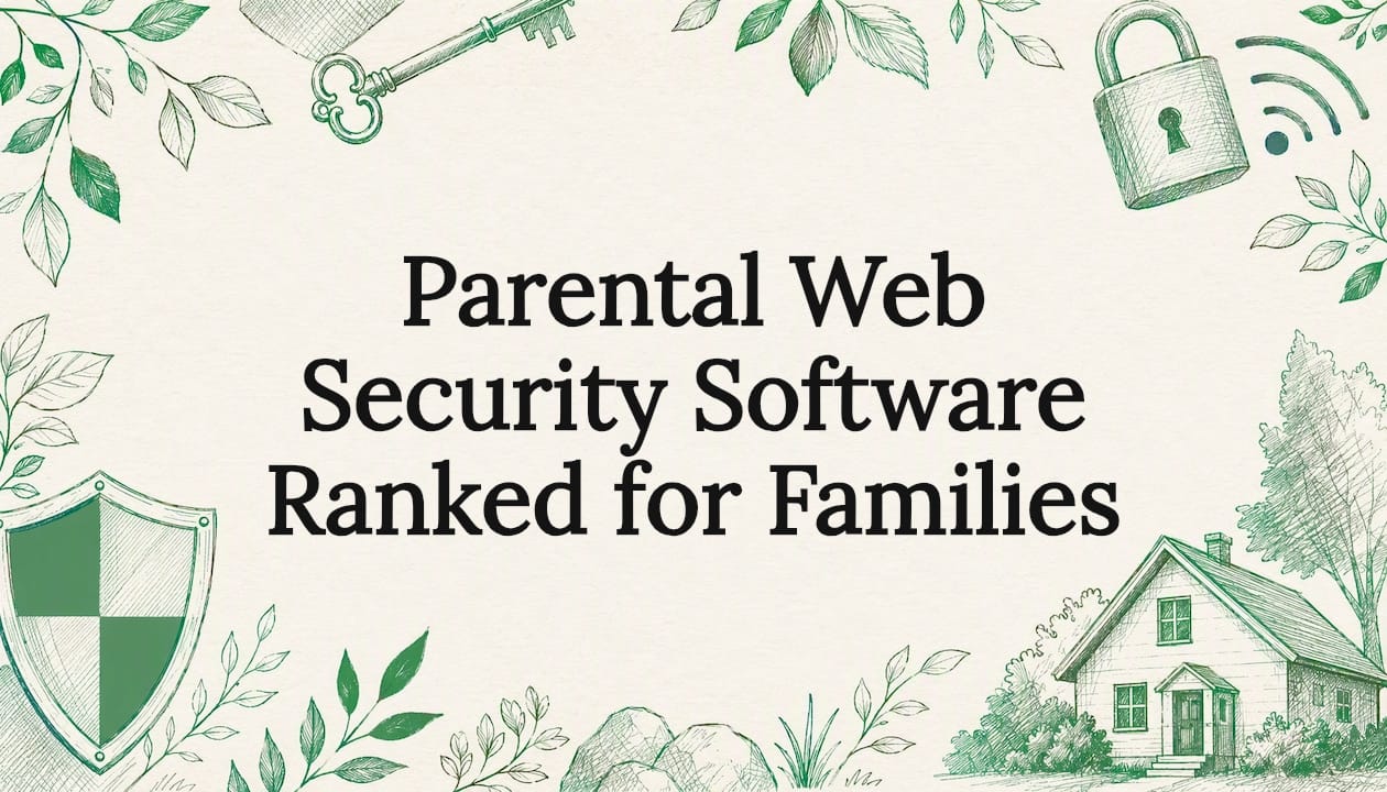 Decorative title card illustration with security-themed elements