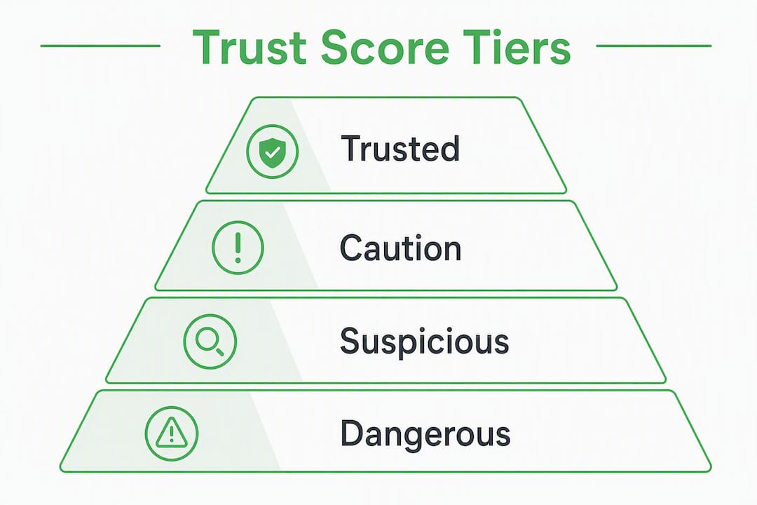 Infographic depicting web security trust score categories