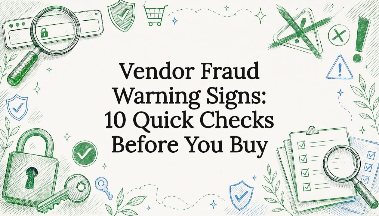 Decorative title card illustration for vendor fraud checks