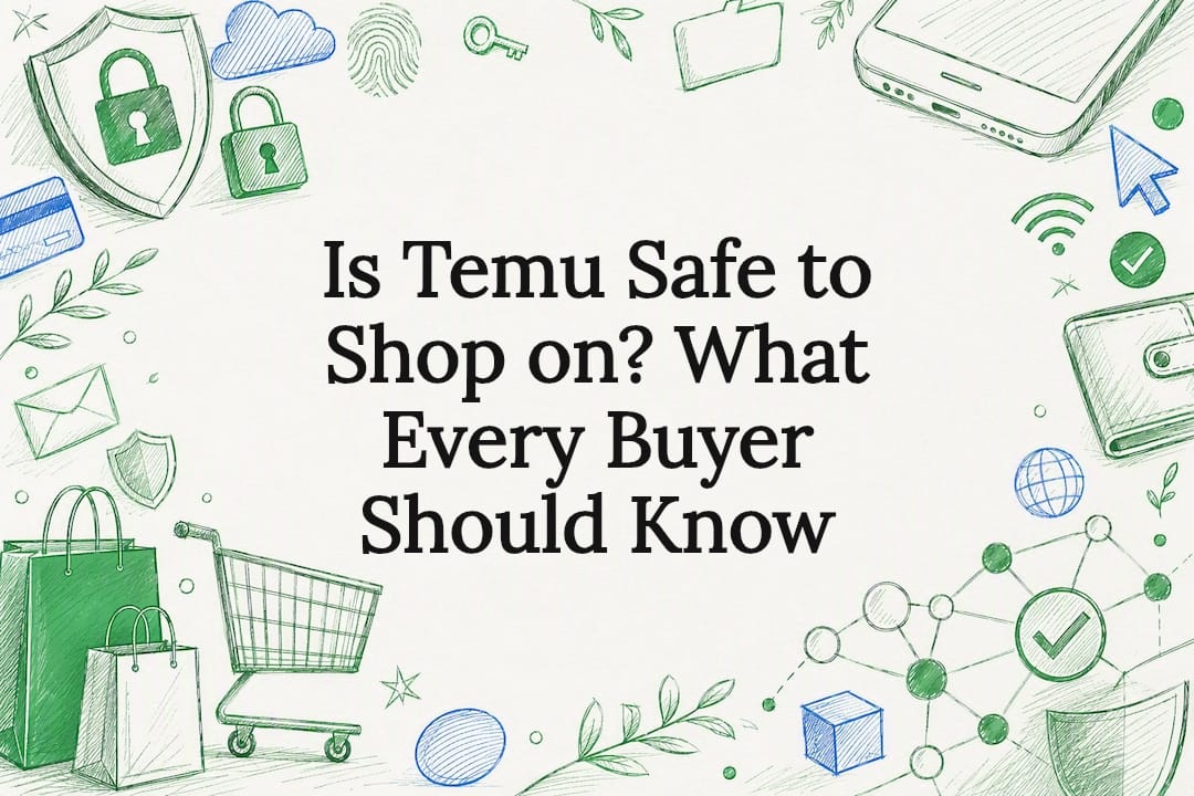 Decorative title card illustration for safety shopping article