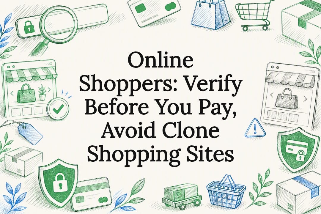 Decorative clone shopping site verification illustration