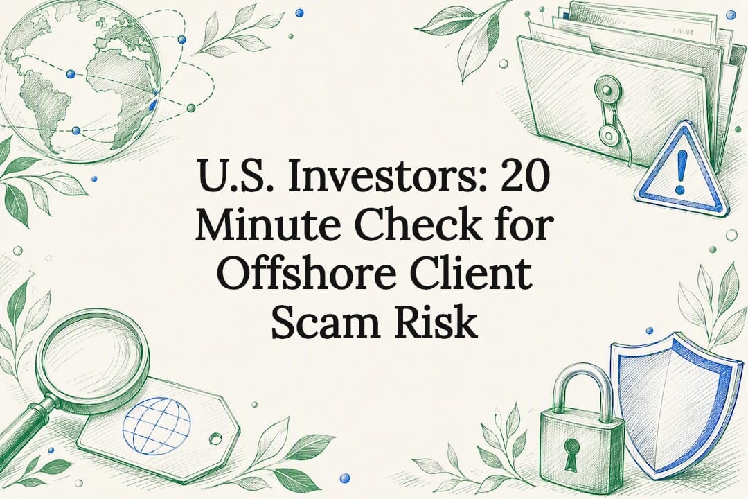 Offshore scam risk title card illustration