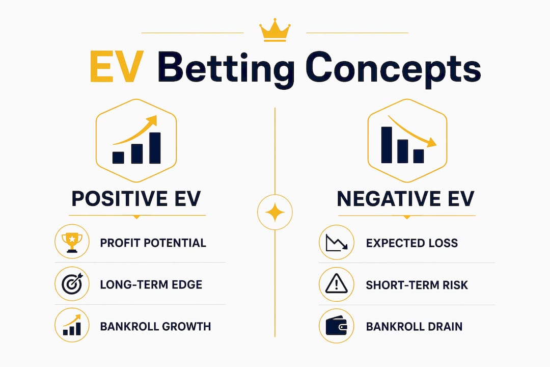 Infographic comparing positive and negative expected value in betting