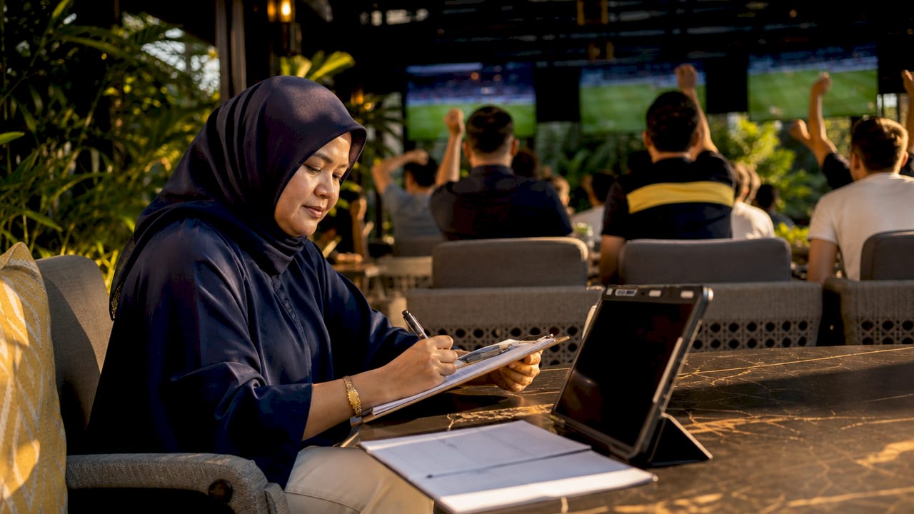 Sportsbook employee updating betting odds