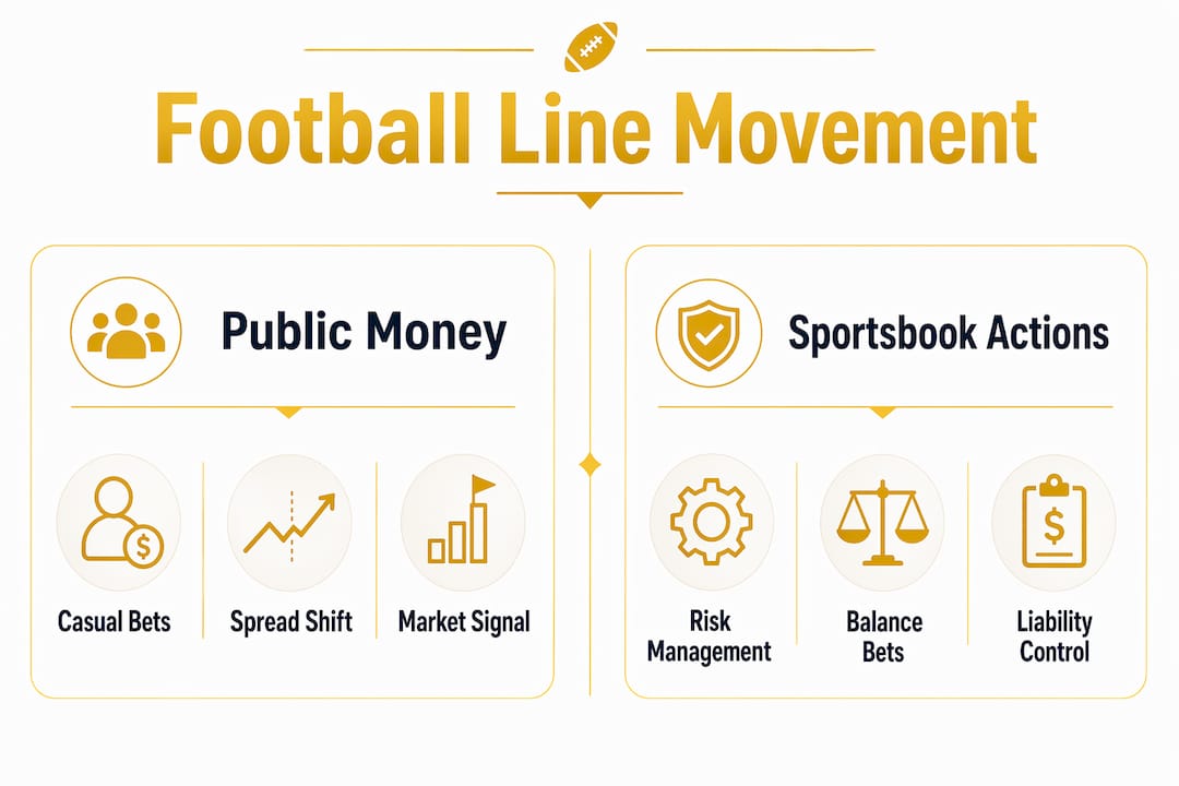 Infographic comparing causes of football line movement