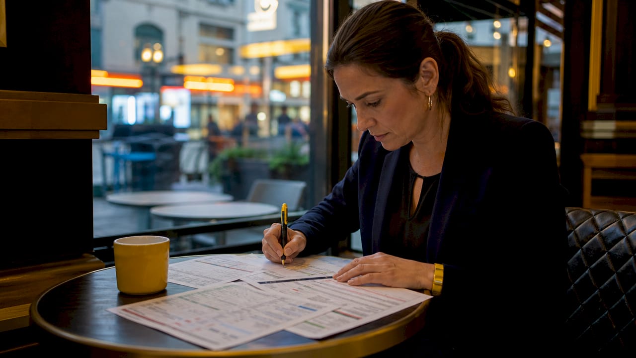 Woman reviewing Asian handicap betting lines at desk