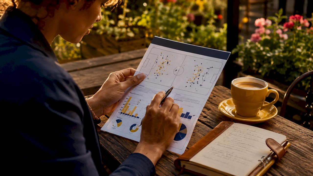 Hands using tablet at café in morning sunlight