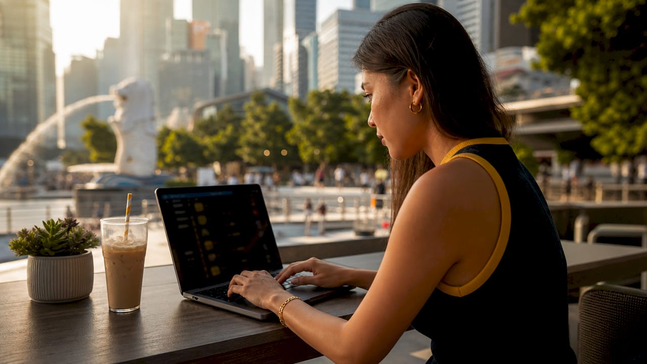 Hands typing on laptop with live football odds