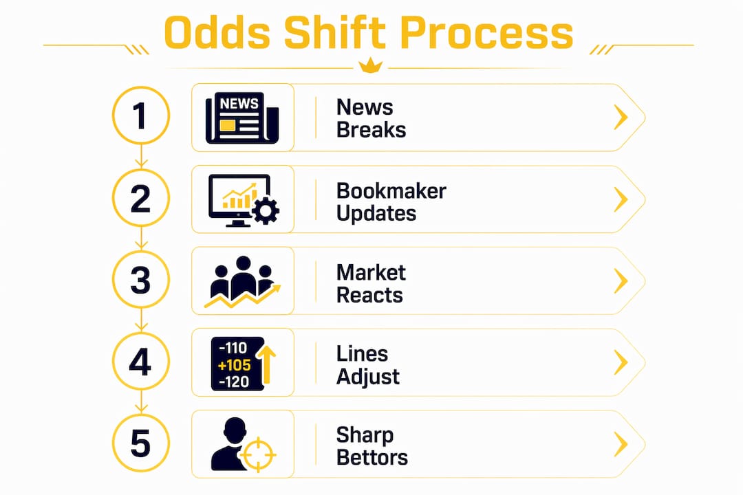 Infographic illustrating betting odds shift process