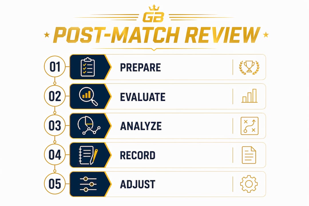 Infographic of five-step post-match betting review process