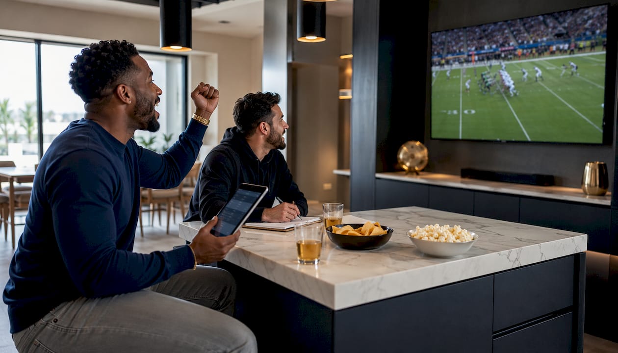 Group watching football and live betting apps