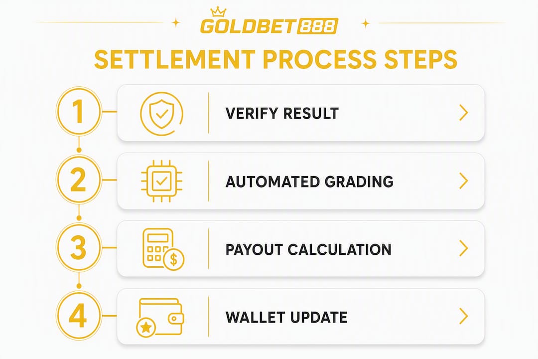 Infographic showing real-time odds settlement steps