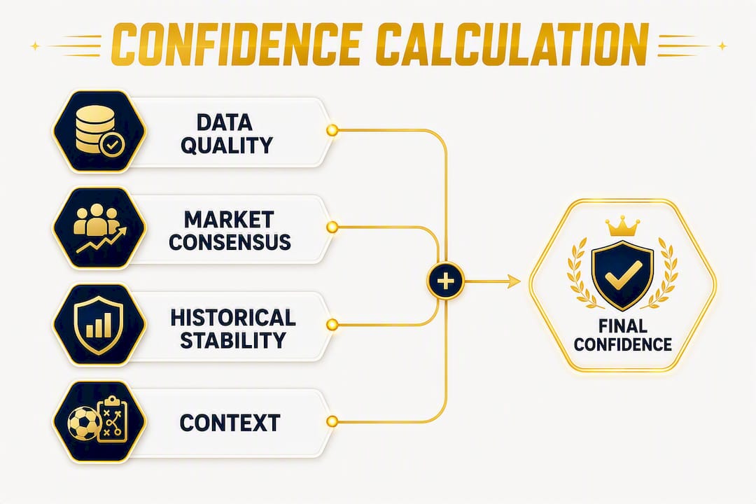 Infographic illustrating confidence calculation steps
