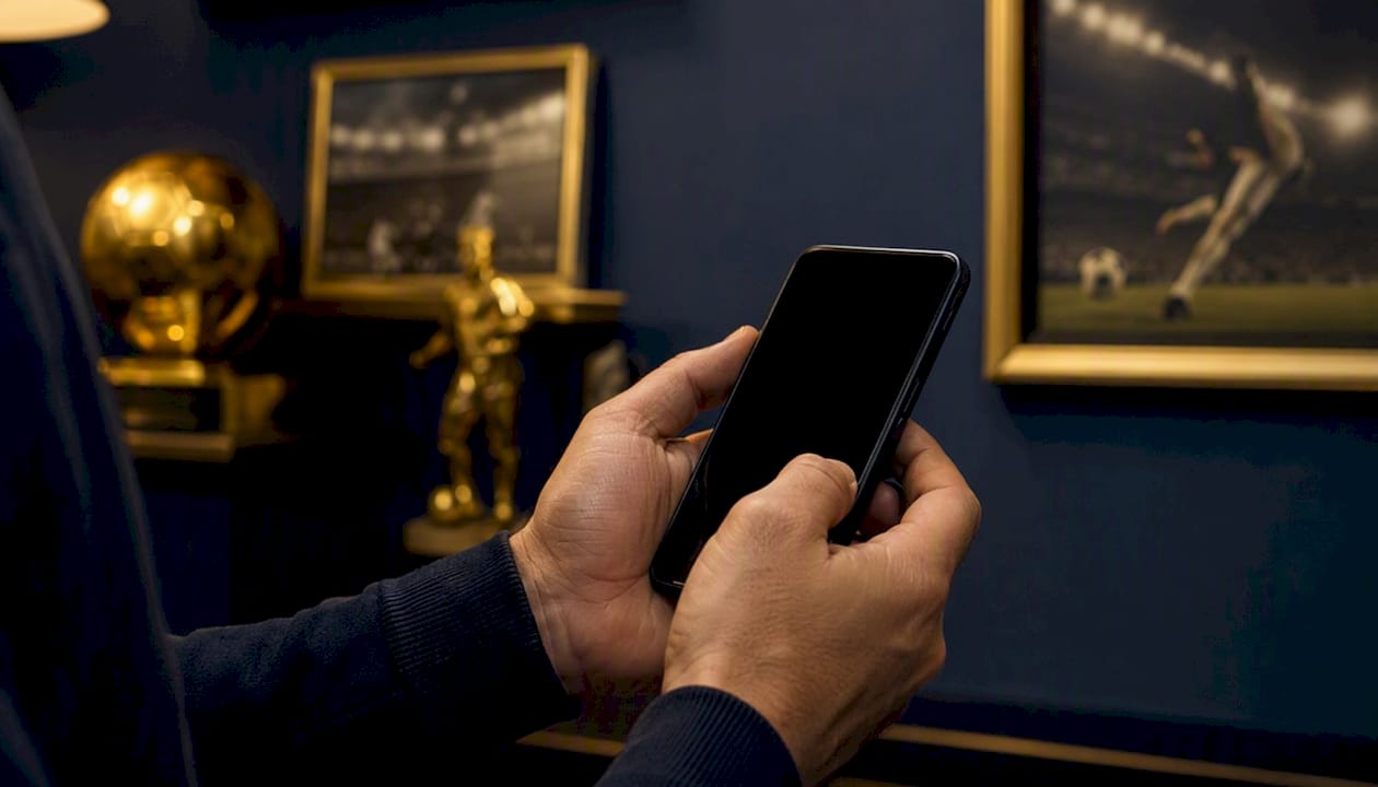 Hands holding phone for community chat