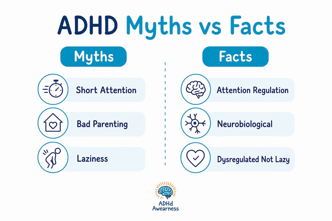 Infographic comparing ADHD myths and facts