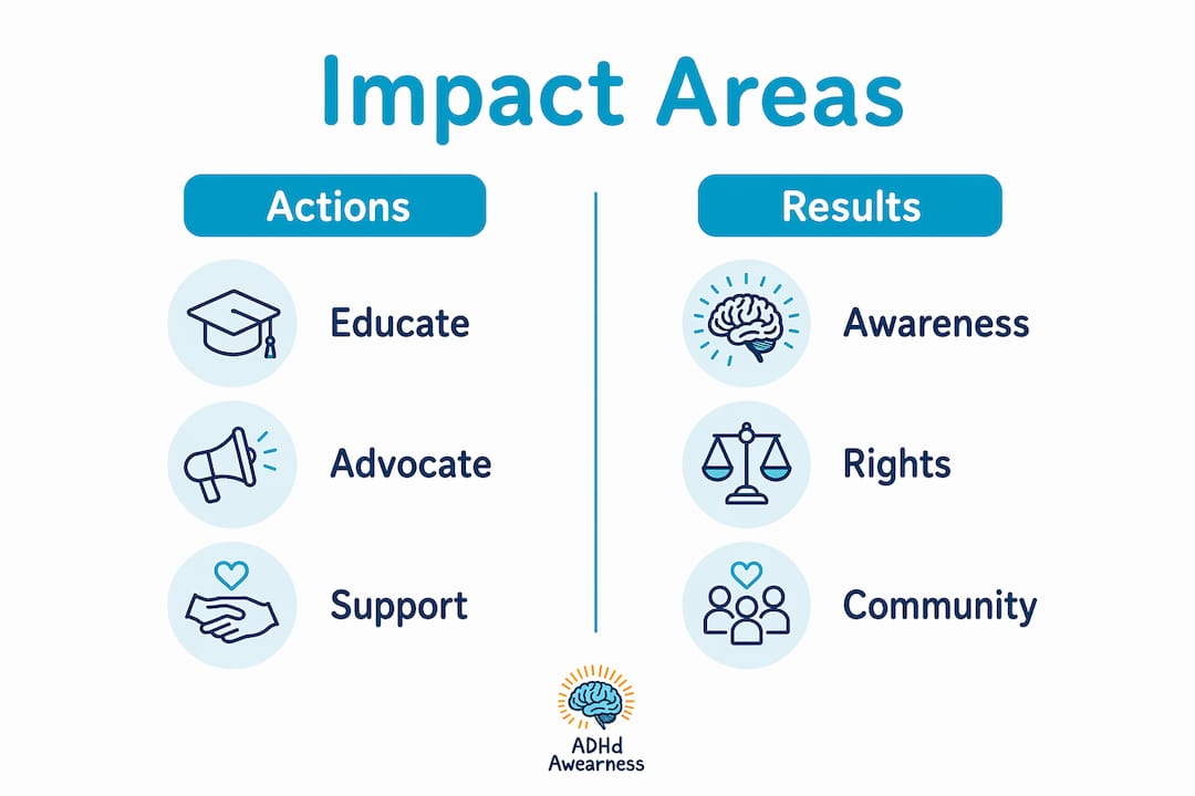 Infographic showing ADHD nonprofit actions and results
