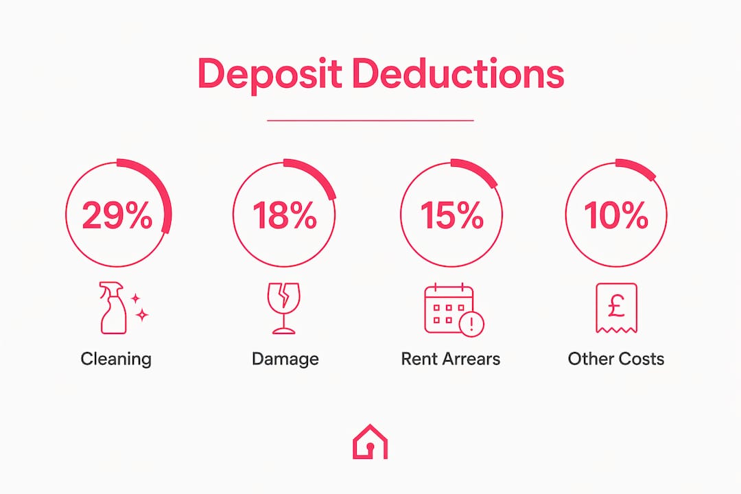 Infographic showing percentage breakdown of deposit deductions